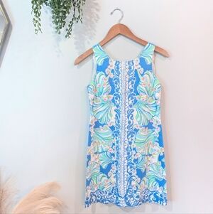Lilly Pulitzer Cathy Blue Floral-Patterned Sleeveless Shift Dress Sz 00